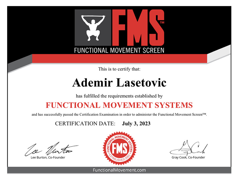 FMS Certifikat - Ademir Lasetović, Vaš personalni trener - LaseWay