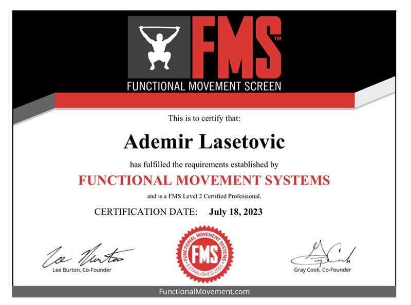 FMS Certifikat - Ademir Lasetović, Vaš personalni trener - LaseWay